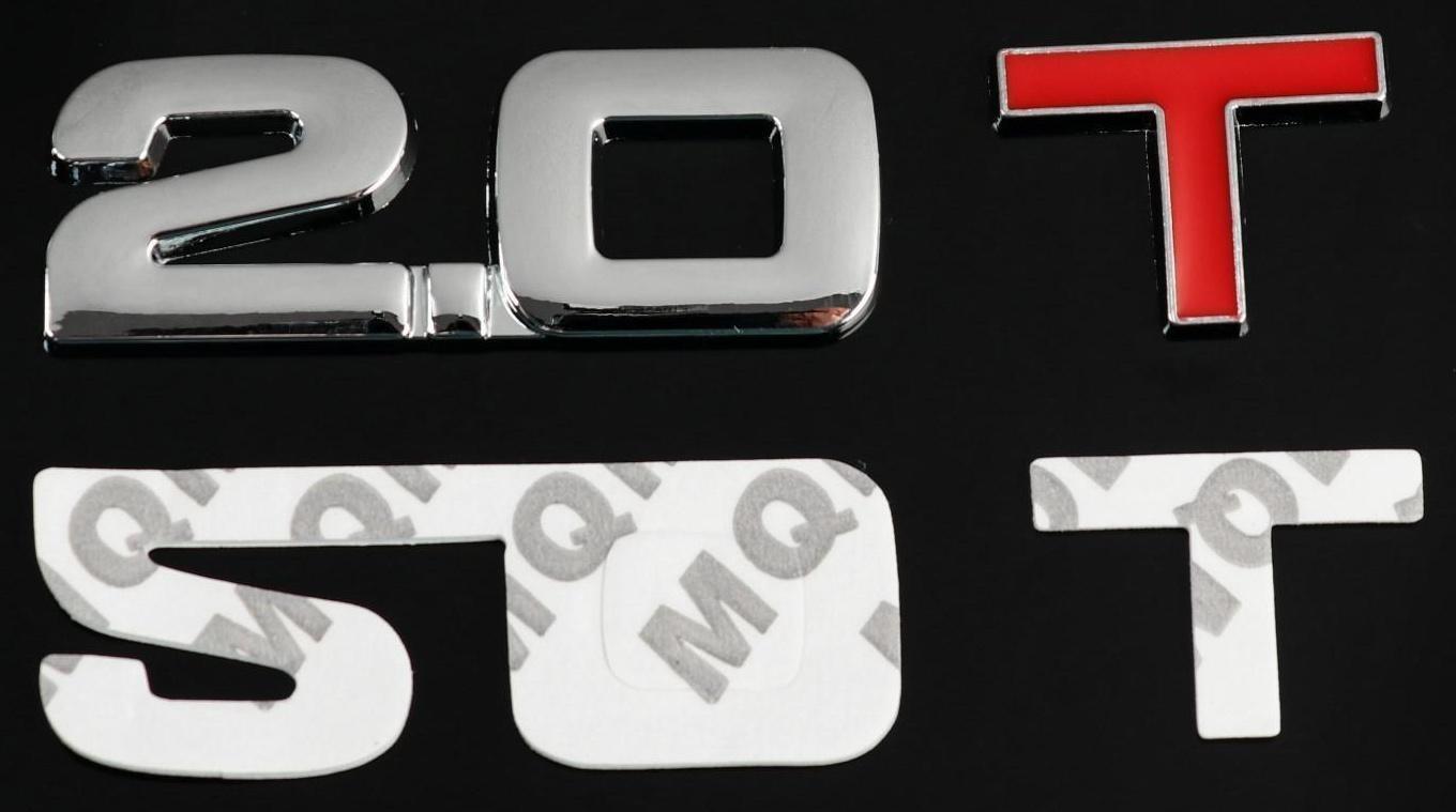 Знак на авто Т 2.0, металлический, самоклеящейся, хром