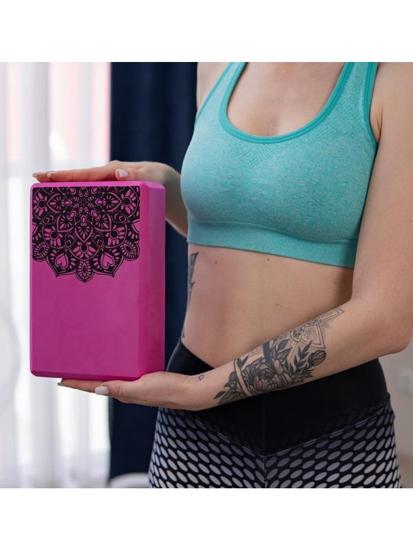 Блок для йоги 23 × 15 × 8 см, 120 г, цвет розовый