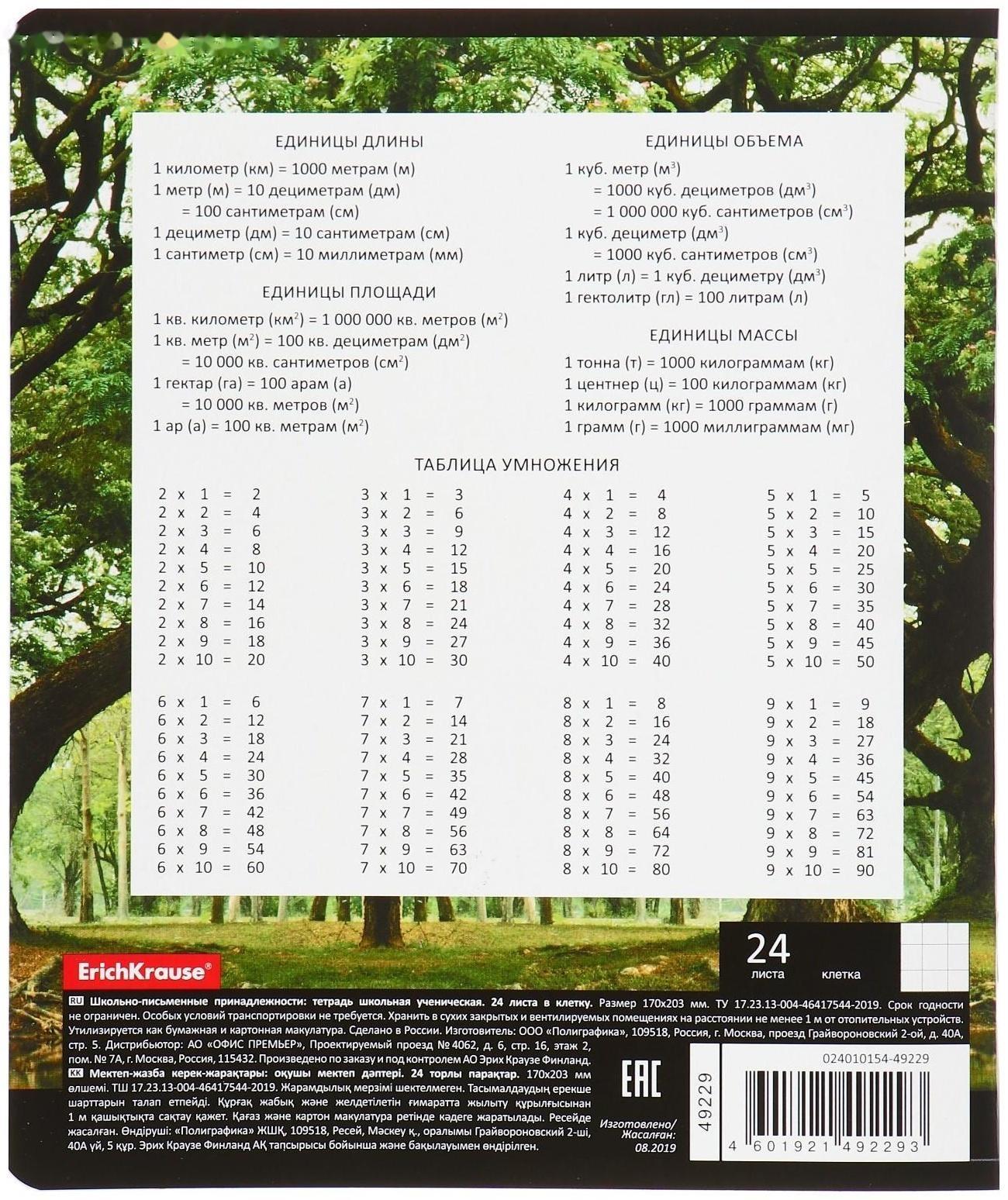 Тетрадь 24 листа в клетку ErichKrause 