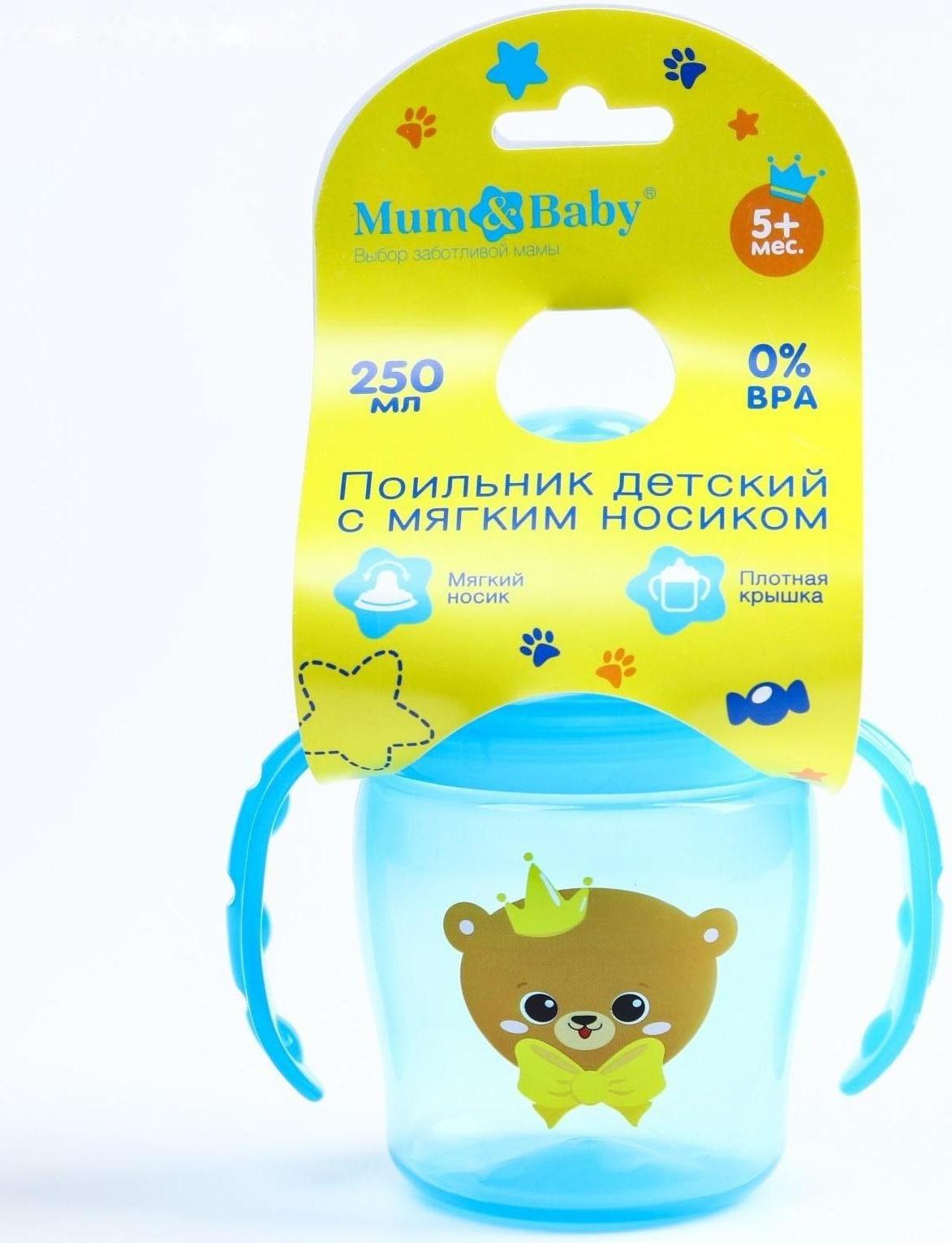 Поильник с мягким носиком «Мишка принц», с ручками, 250 мл