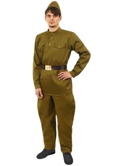 Костюм военного: гимнастёрка, брюки-галифе, ремень, пилотка, р. 54, рост 182 см