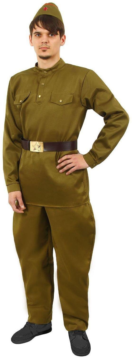 Костюм военного: гимнастёрка, брюки-галифе, ремень, пилотка, р. 56, рост 182 см
