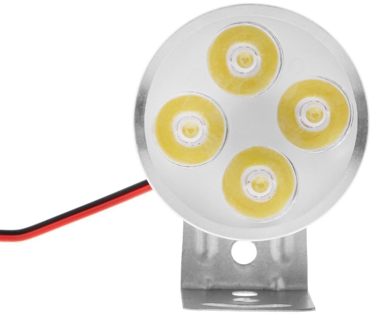 Фара cветодиодная для мототехники, 4 LED, IP65, 4.5 Вт, направленный свет