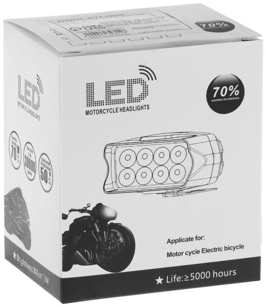 Фара cветодиодная для мототехники, 8 LED, IP67, 8 Вт, направленный свет