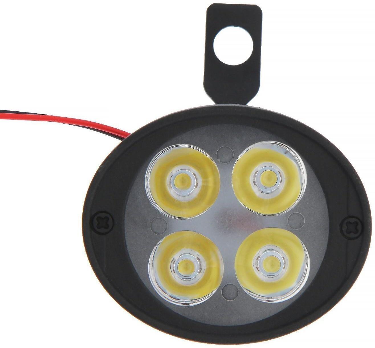 Фара cветодиодная для мототехники, 4 LED, IP67, 10 Вт, направленный свет, набор 2 шт