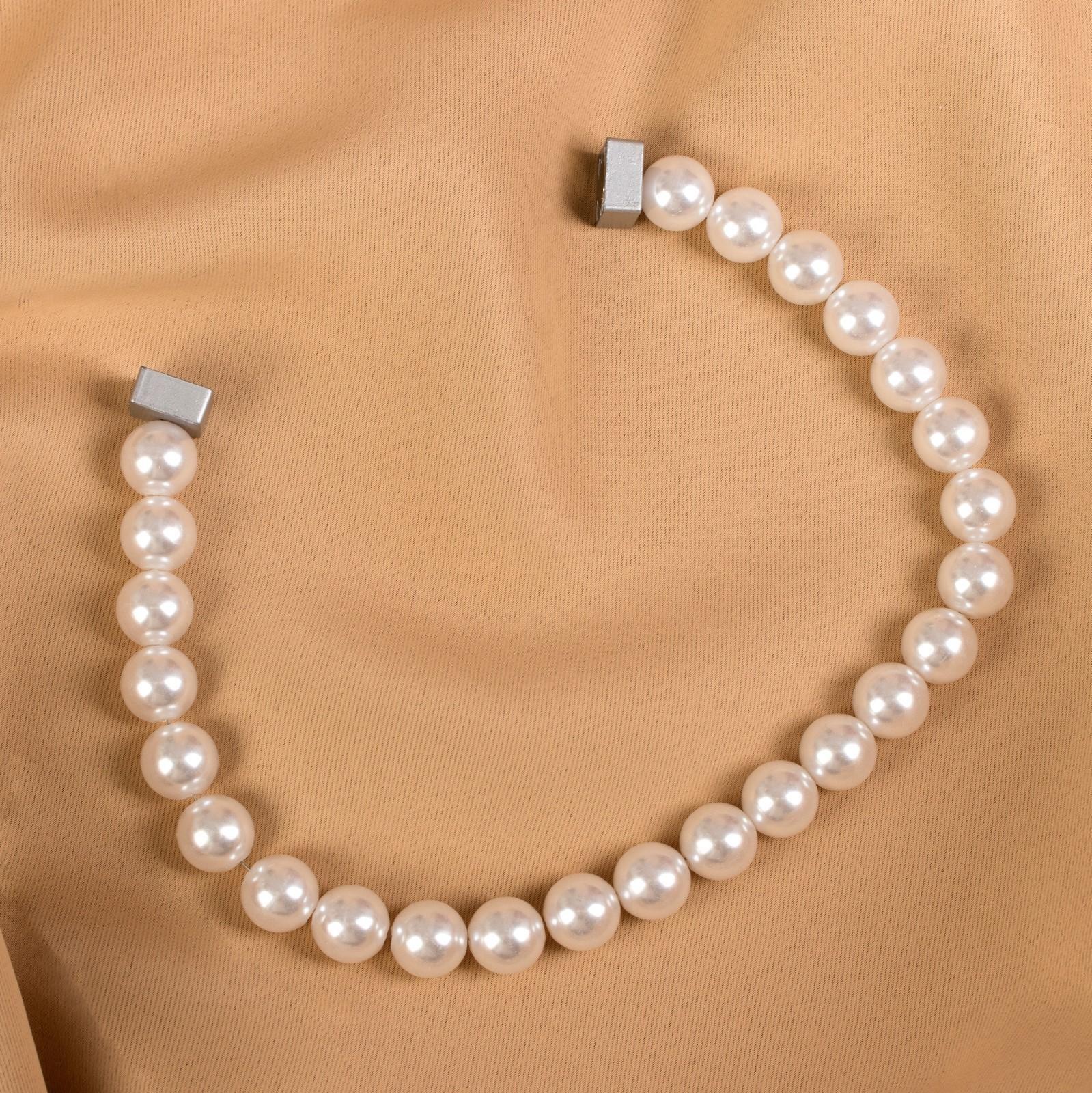 Подхват для штор «Бусы из жемчуга», d = 1,5 см, 30 см, цвет белый