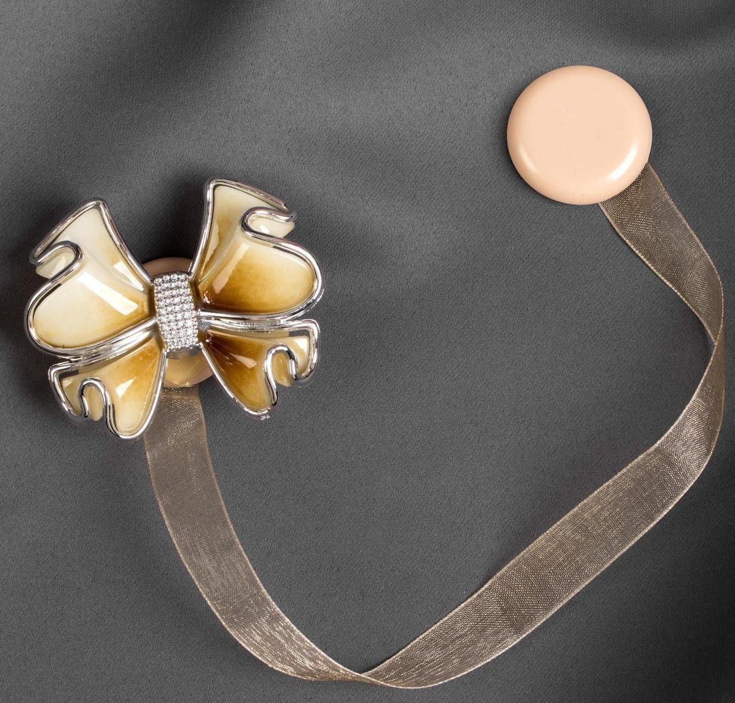 Подхват для штор «Бант», 6 × 5 см, цвет бежевый