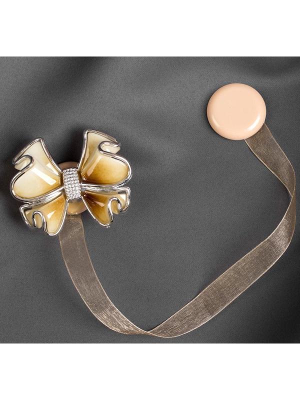 Подхват для штор «Бант», 6 × 5 см, цвет бежевый