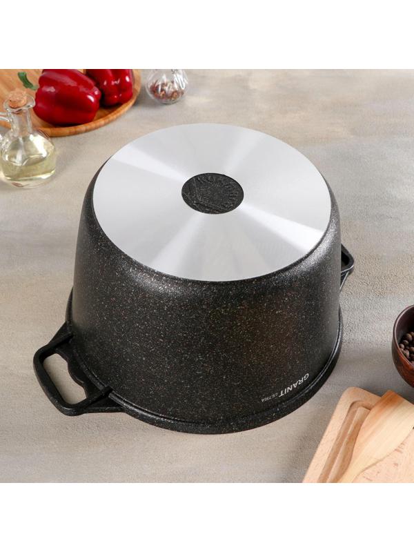 Кастрюля Granit ultra, 8 л, стеклянная крышка, антипригарное покрытие, цвет коричневый