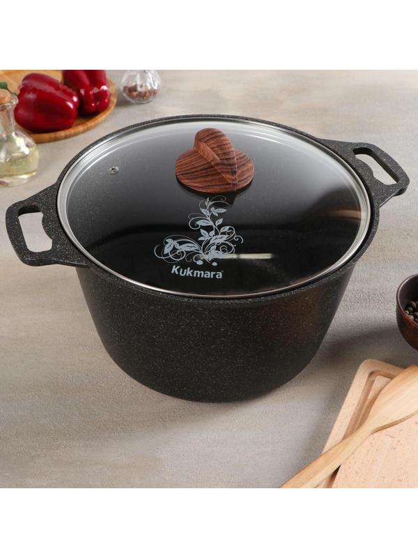 Кастрюля Granit ultra, 8 л, стеклянная крышка, антипригарное покрытие, цвет коричневый