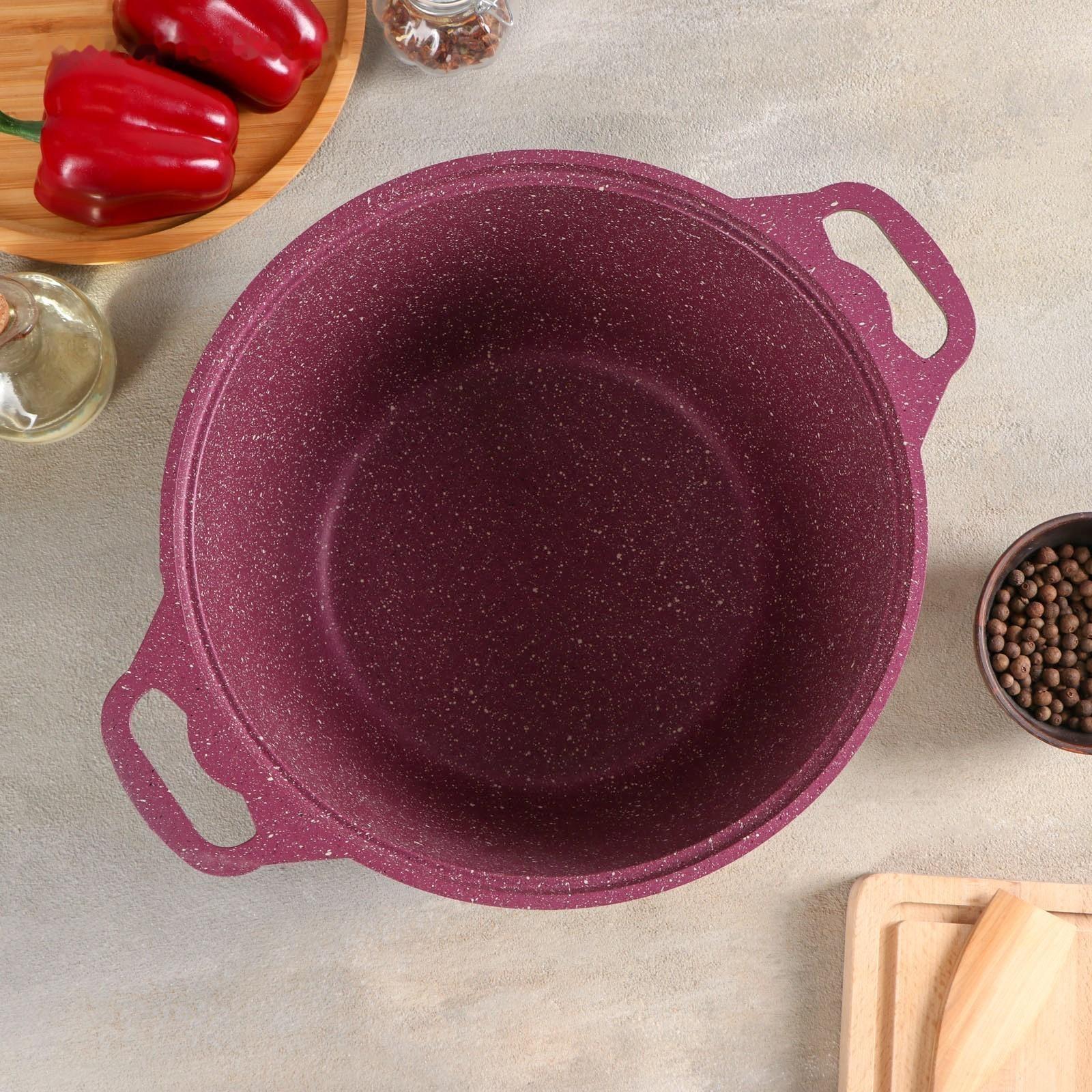 Кастрюля Trendy style, 6 л, стеклянная крышка, антипригарное покрытие, цвет бордовый