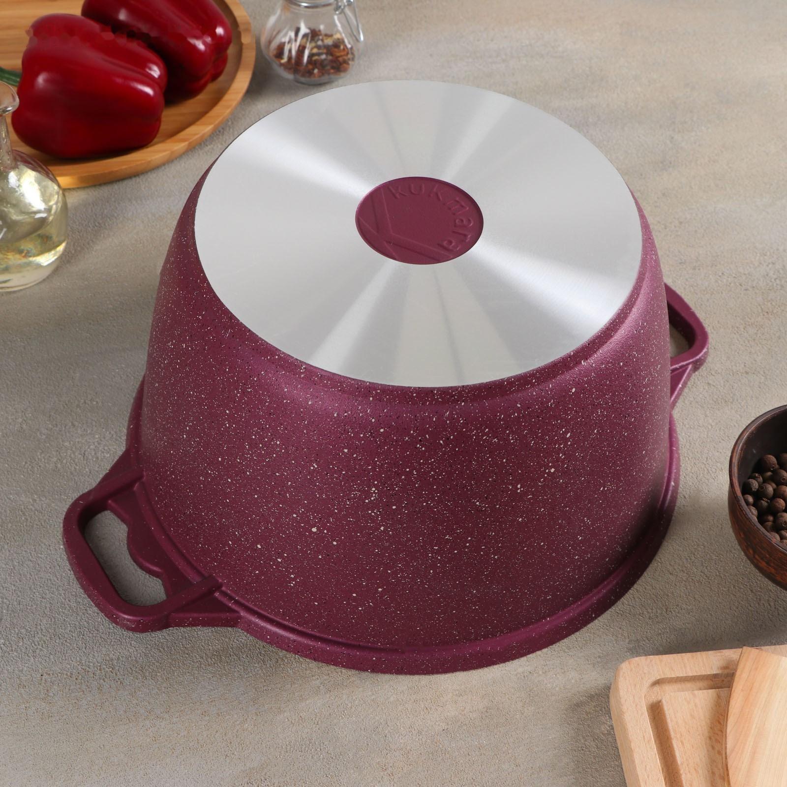 Кастрюля Trendy style, 6 л, стеклянная крышка, антипригарное покрытие, цвет бордовый