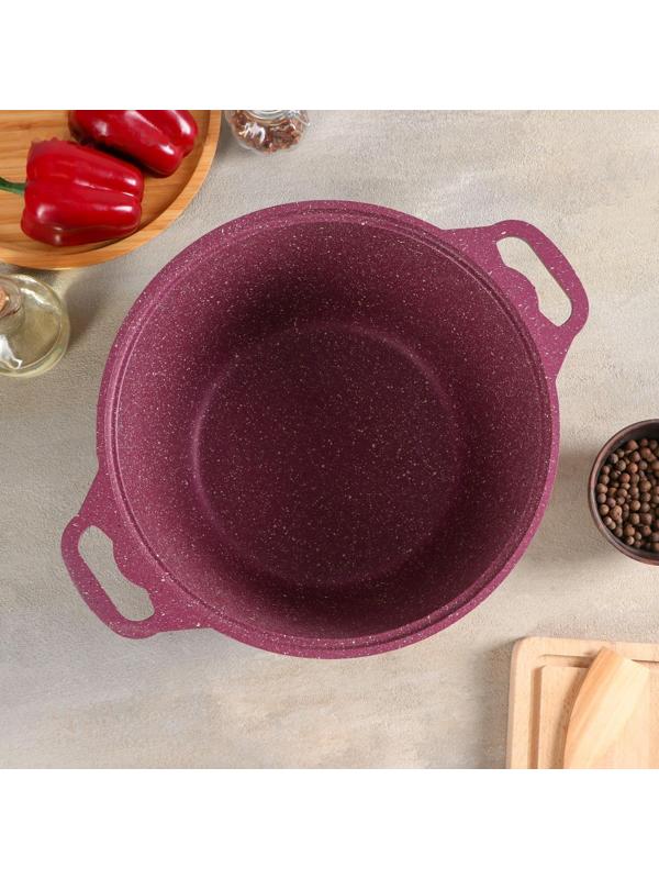 Кастрюля Trendy style, 6 л, стеклянная крышка, антипригарное покрытие, цвет бордовый