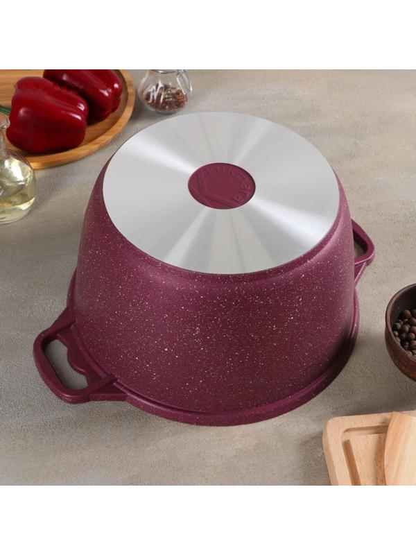 Кастрюля Trendy style, 6 л, стеклянная крышка, антипригарное покрытие, цвет бордовый