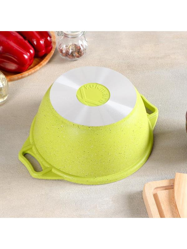 Кастрюля Trendy style, 2 л, стеклянная крышка, антипригарное покрытие, цвет зелёный