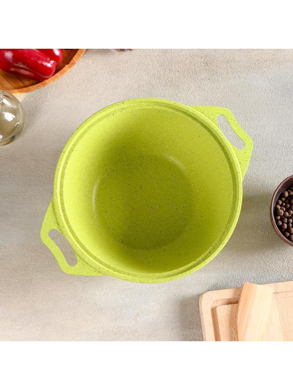 Кастрюля Trendy style, 2 л, стеклянная крышка, антипригарное покрытие, цвет зелёный