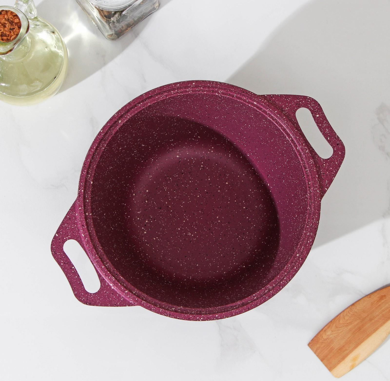 Кастрюля Trendy style, 1 л, стеклянная крышка, антипригарное покрытие, цвет бордовый