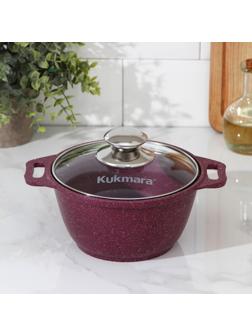 Кастрюля Trendy style, 1 л, стеклянная крышка, антипригарное покрытие, цвет бордовый
