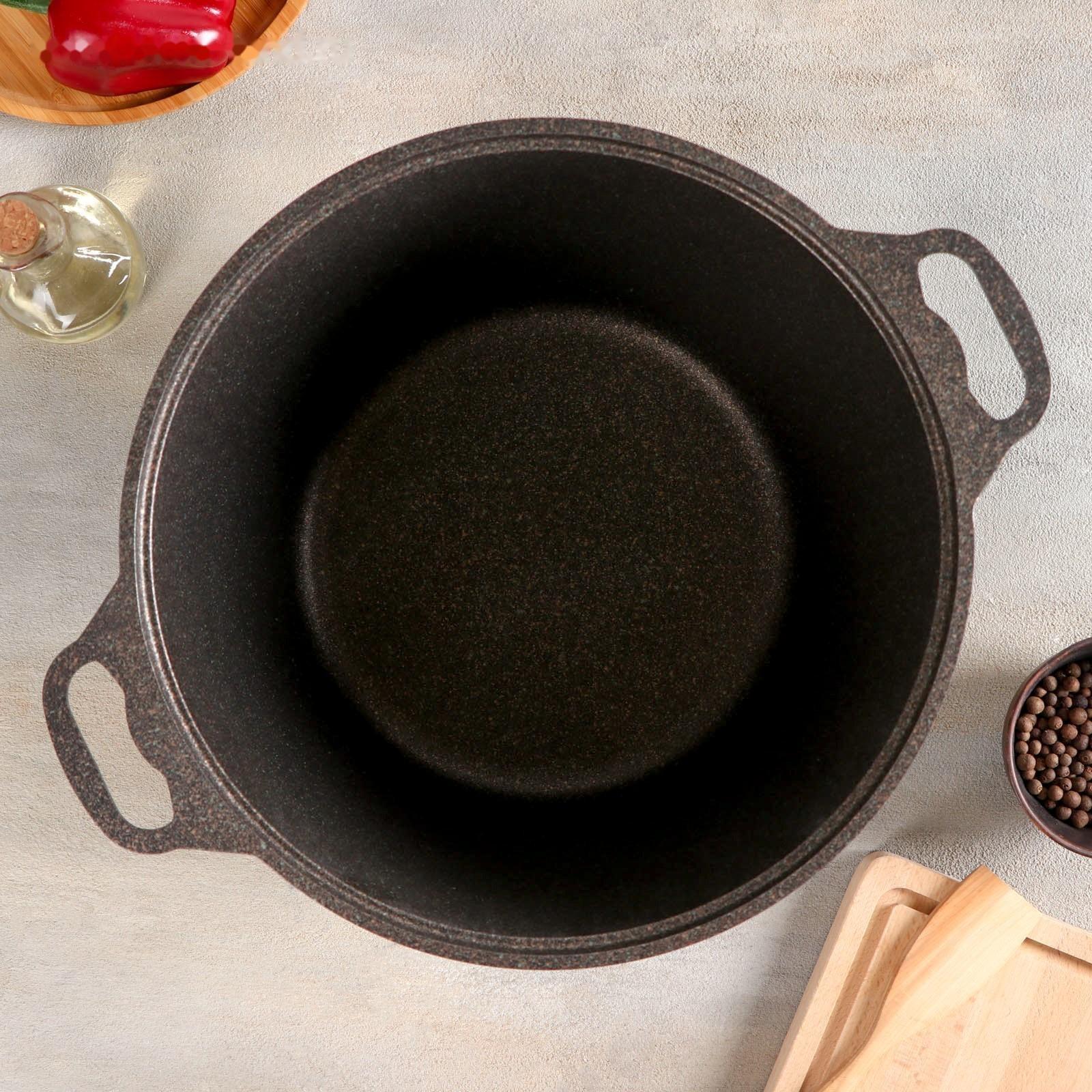 Кастрюля Granit ultra, 10 л, стеклянная крышка, антипригарное покрытие, цвет коричневый