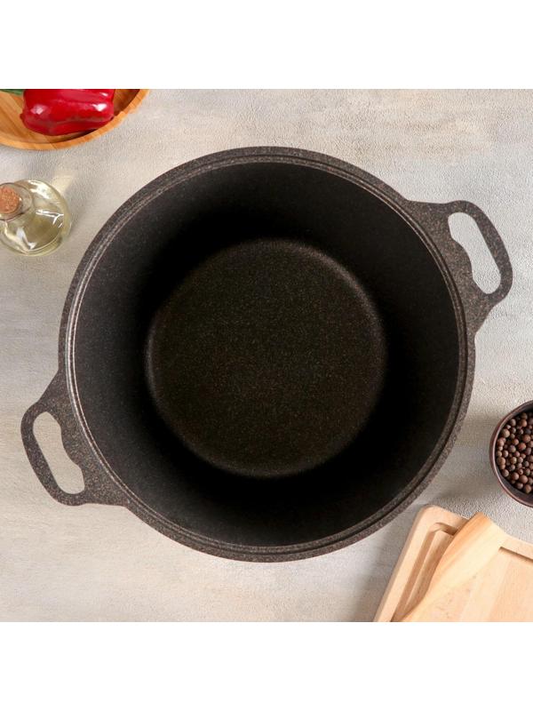 Кастрюля Granit ultra, 10 л, стеклянная крышка, антипригарное покрытие, цвет коричневый