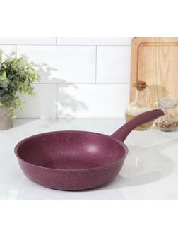 Сковорода Trendy style, d=24 см, пластиковая ручка, антипригарное покрытие, цвет фиолетовый