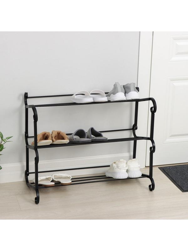 Подставка для обуви «Наоми», 3 яруса, 70×33×58 см, цвет чёрный