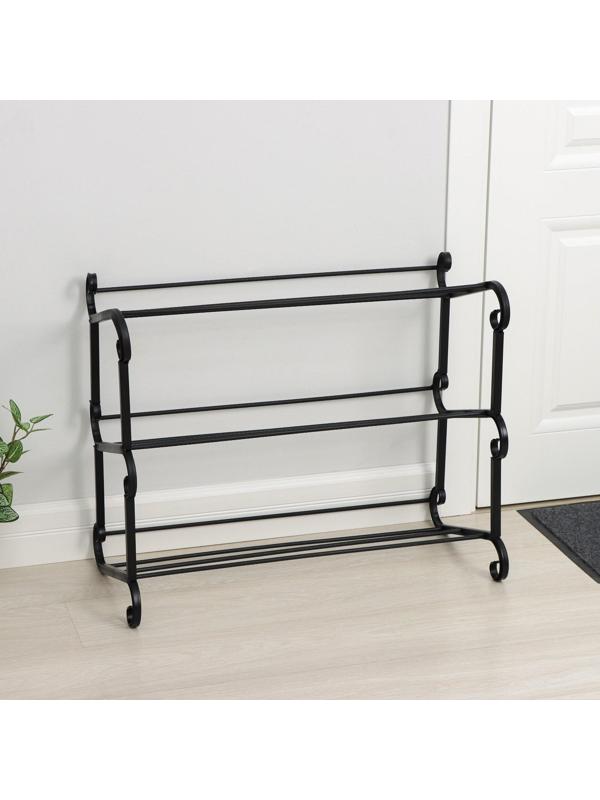 Подставка для обуви «Наоми», 3 яруса, 70×33×58 см, цвет чёрный