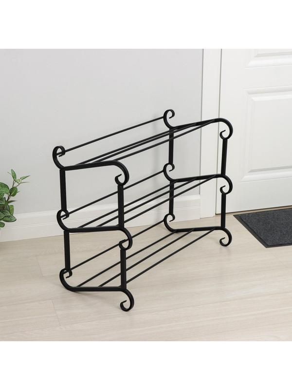 Подставка для обуви «Наоми», 3 яруса, 70×33×58 см, цвет чёрный