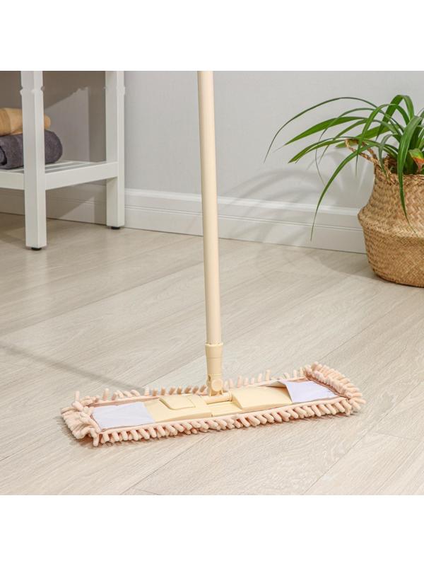 Швабра для мытья пола плоская Доляна, насадка букля 42×12 см, металлическая ручка 120 см, цвет МИКС