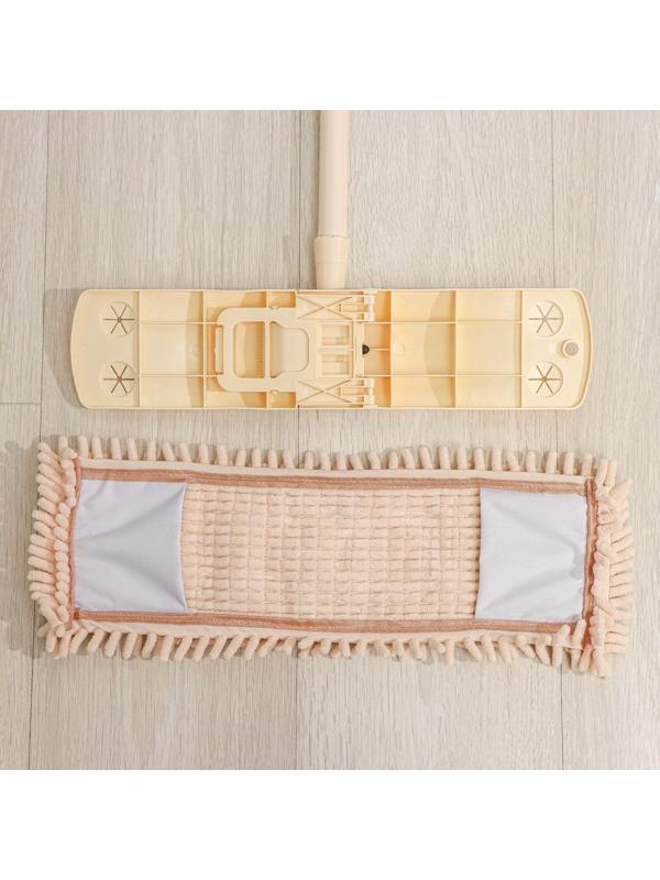 Швабра для мытья пола плоская Доляна, насадка букля 42×12 см, металлическая ручка 120 см, цвет МИКС