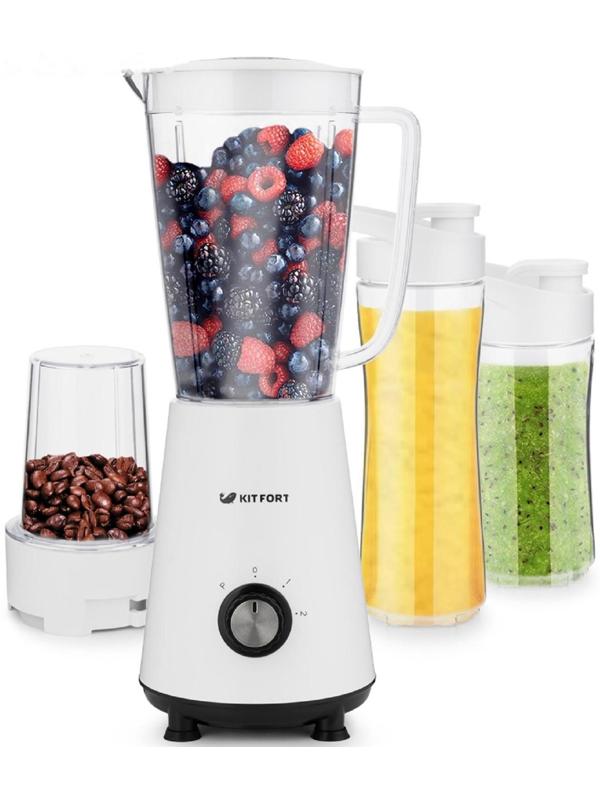 Блендер Kitfort КТ-1340-1, стационарный, 350 Вт, 1/0.6/0.4/0.05 л, 2 скорости, белый