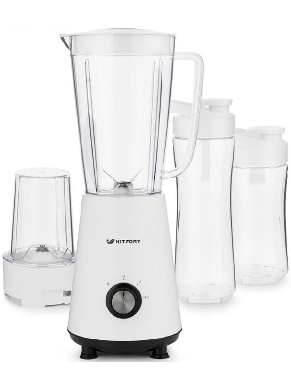 Блендер Kitfort КТ-1340-1, стационарный, 350 Вт, 1/0.6/0.4/0.05 л, 2 скорости, белый