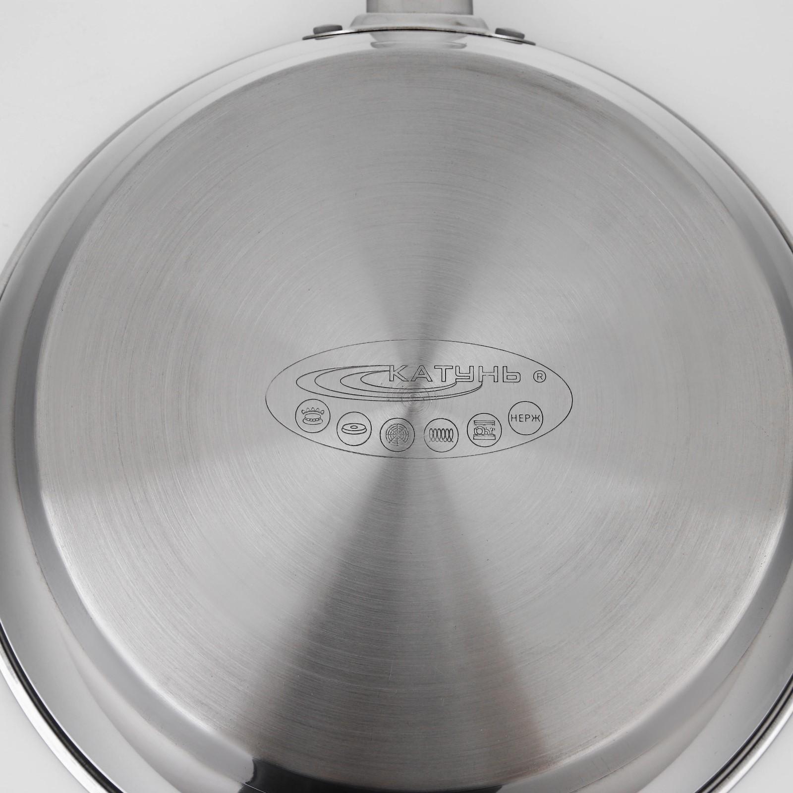 Сковорода «Общепит», d=24 см, толщина корпуса 0,6 мм, дно 3,5 мм, с теплораспределительным слоем, антипригарное покрытие, индукция, цвет металлик