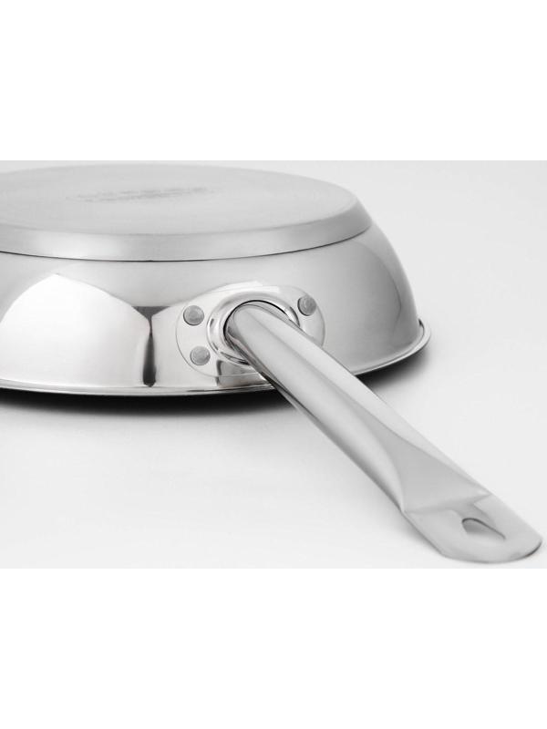 Сковорода «Общепит», d=24 см, толщина корпуса 0,6 мм, дно 3,5 мм, с теплораспределительным слоем, антипригарное покрытие, индукция, цвет металлик