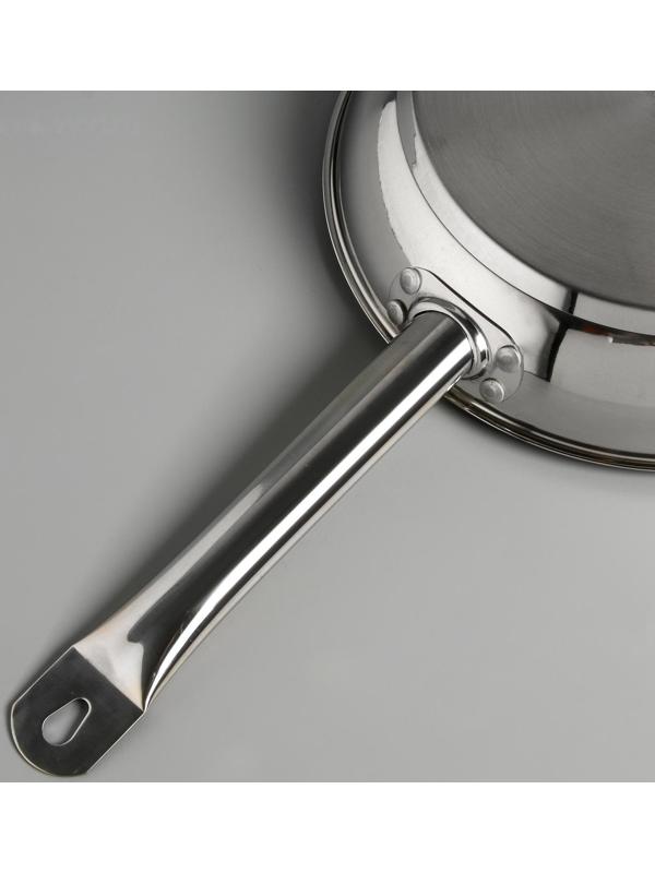 Сковорода «Общепит», d=26 см, толщина корпуса 0,6 мм, дно 3,5 мм, с теплораспределительным слоем, антипригарное покрытие, индукция, цвет металлик