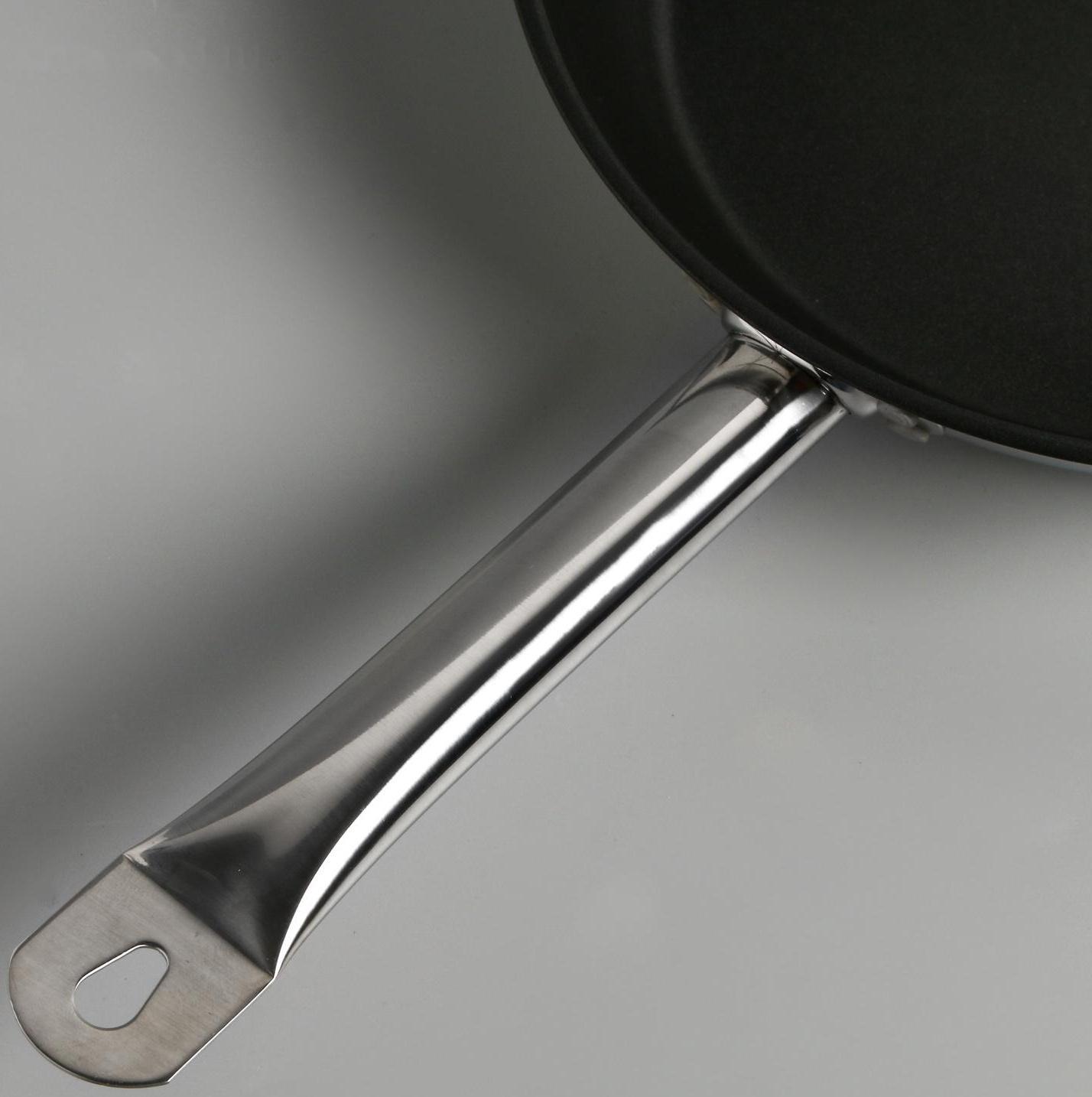 Сковорода «Общепит», d=28 см, толщина корпуса 0,6 мм, дно 3,5 мм, с теплораспределительным слоем, антипригарное покрытие, индукция, цвет металлик