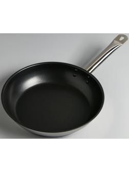 Сковорода «Общепит», d=28 см, толщина корпуса 0,6 мм, дно 3,5 мм, с теплораспределительным слоем, антипригарное покрытие, индукция, цвет металлик