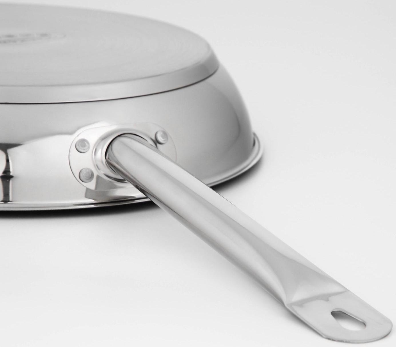 Сковорода «Общепит», d=30 см, толщина корпуса 0,6 мм, дно 3,5 мм, с теплораспределительным слоем, антипригарное покрытие, индукция, цвет металлик