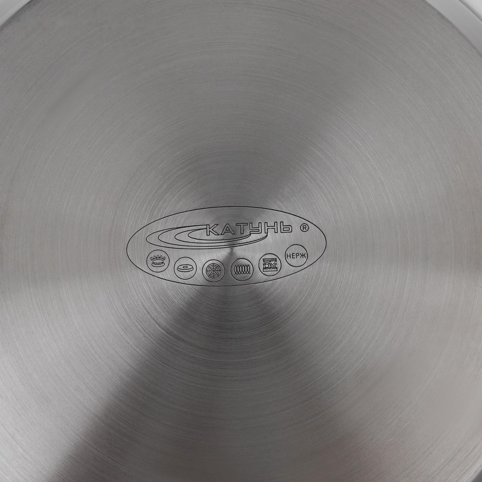 Сковорода «Общепит», d=30 см, толщина корпуса 0,6 мм, дно 3,5 мм, с теплораспределительным слоем, антипригарное покрытие, индукция, цвет металлик