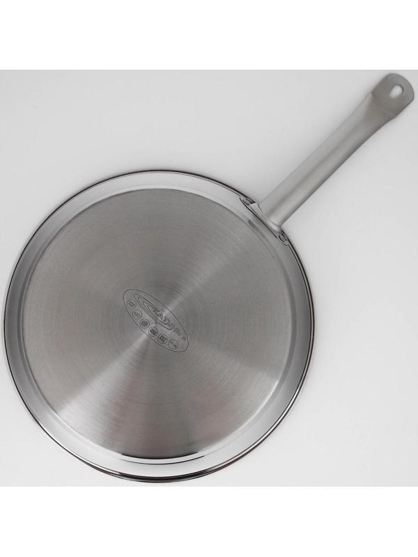 Сковорода «Общепит», d=30 см, толщина корпуса 0,6 мм, дно 3,5 мм, с теплораспределительным слоем, антипригарное покрытие, индукция, цвет металлик