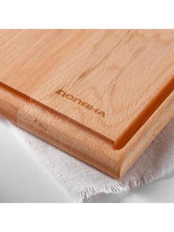 Доска разделочная Доляна «БУКовский», 30×20×2 см, бука, с ручкой и кровостоком, бук