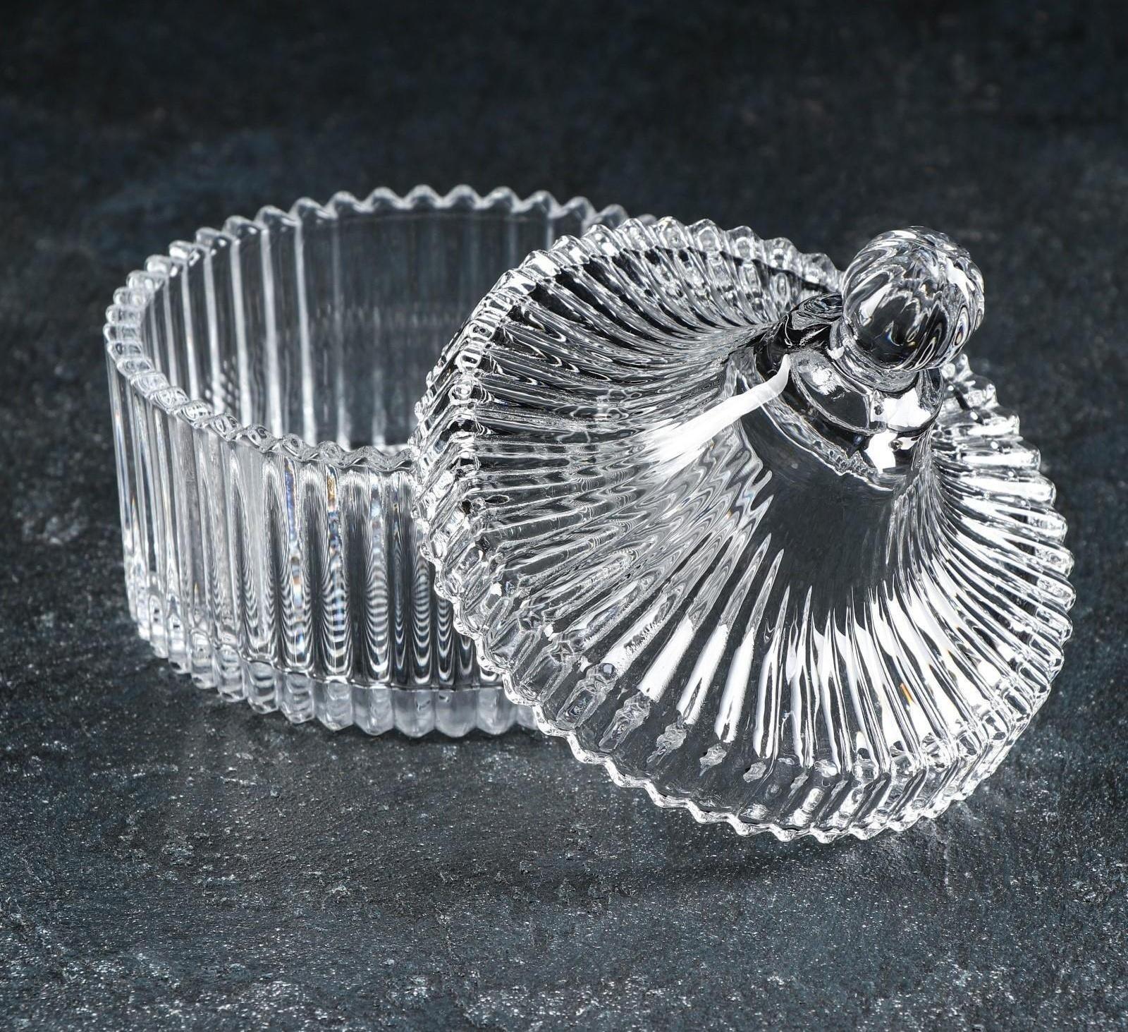 Сахарница стеклянная Доляна «Царская», 250 мл, 10,5×12 см, цвет прозрачный