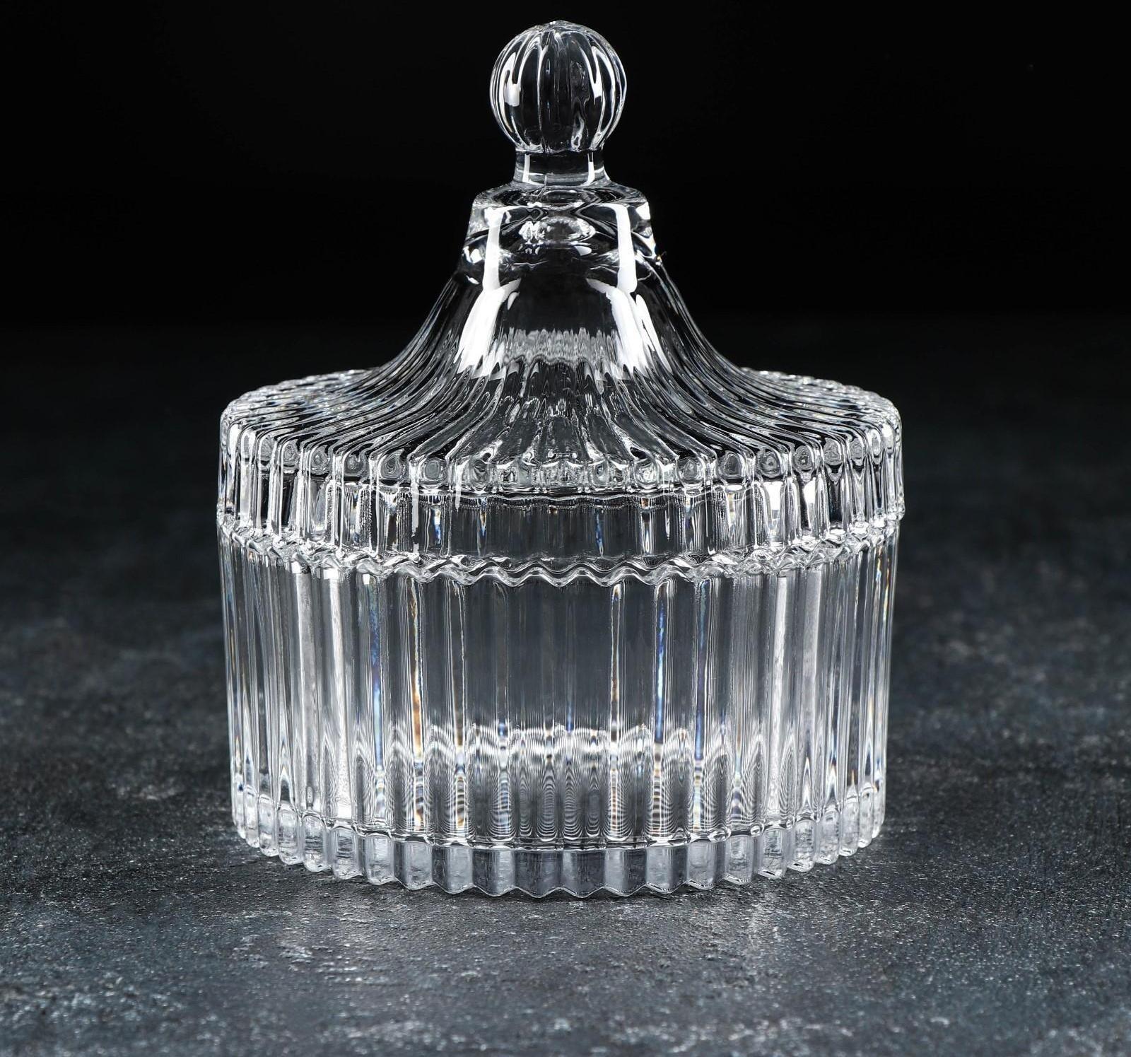 Сахарница стеклянная Доляна «Царская», 250 мл, 10,5×12 см, цвет прозрачный