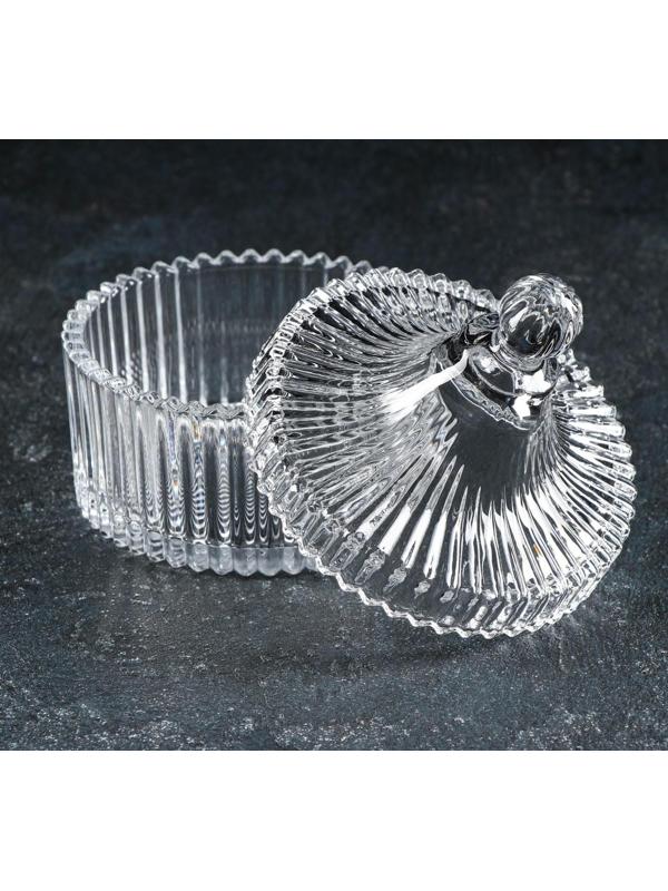 Сахарница стеклянная Доляна «Царская», 250 мл, 10,5×12 см, цвет прозрачный