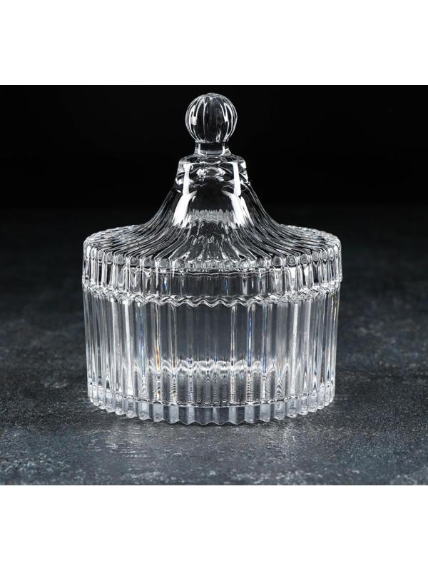 Сахарница стеклянная Доляна «Царская», 250 мл, 10,5×12 см, цвет прозрачный
