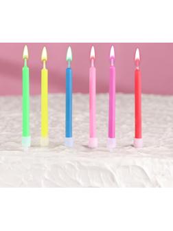 Набор свечей в торт 6 штук, с цветным пламенем