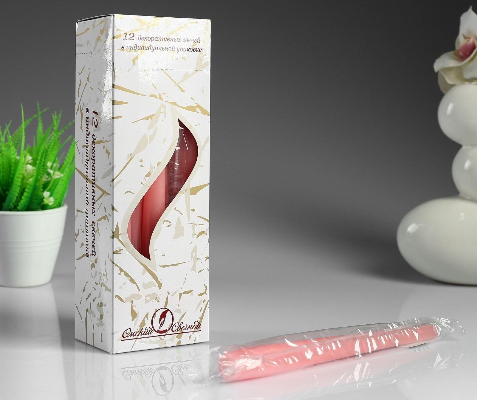 Свеча античная, 2,3х 24,5 см, 5 ч, 55 г, розовая