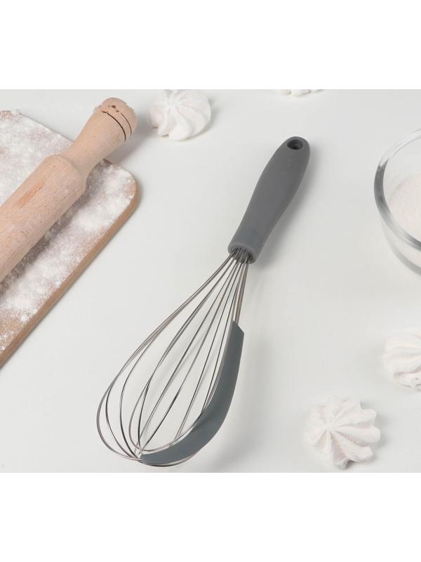 Венчик со скребком Доляна, 31 см, цвет МИКС