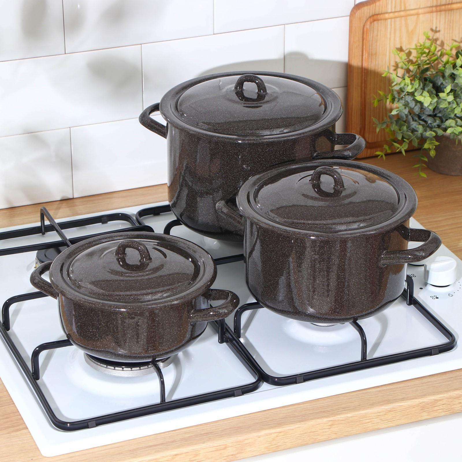 Набор кастрюль «Гранит», 3 предмета: 1,5 л, 3 л, 4,5 л, индукция, цвет коричневый