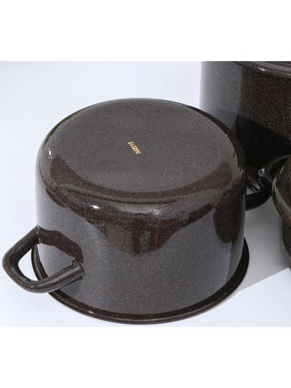 Набор кастрюль «Гранит», 3 предмета: 1,5 л, 3 л, 4,5 л, индукция, цвет коричневый